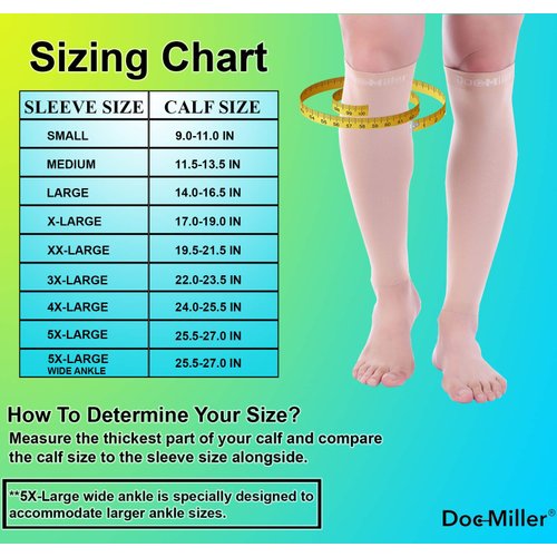 Doc Miller Premium Calf Compression Sleeve 1 Pair 20-30mmHg Strong Calf Support Multiple Colors Graduated Pressure for Sports Running Muscle Recovery Shin Splints Varicose Veins (Skin/Nude, Small)