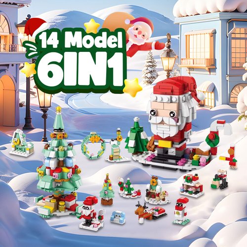 2024 Christmas Advent Calendar 6 IN 1 Santa Claus Christmas Tree Building Blocks Toys 12 Days Countdown Calendar Toys for Kids, Christmas Building Toys Party Favors, Kids Christmas Gifts for Boys & Girls