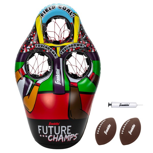 Franklin Sports Kids Football Target Toss Game - Inflatable Football Throwing Target Toy with Soft Mini Footballs - Fun Kids Football Toy Toss Game - Inflatable Indoor + Outdoor Sports Game 45 In.