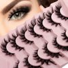 MIKIWI Fluffy False Eyelashes Crisscross Dramatic Faux Mink Eyelashes Wispy Cat Eye Lashes Volume Look 7 Pairs