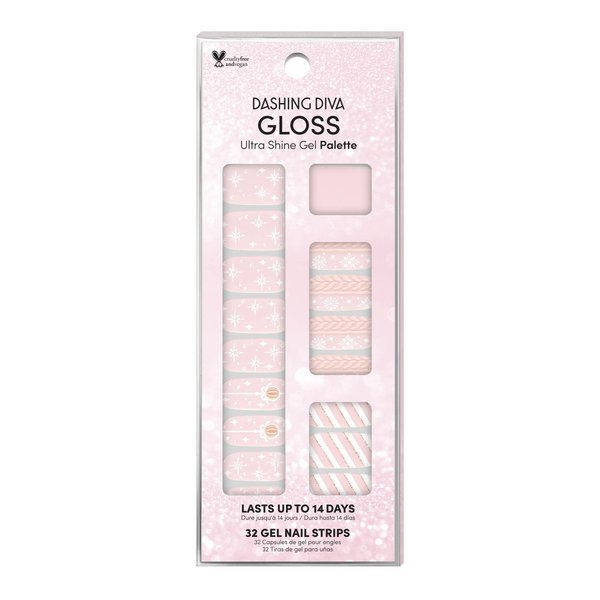 Dashing Diva Gloss Holiday Nail Strips - Ornamental Dream | UV Free, Chip Resistant, Long Lasting Gel Nail Stickers | Contains 32 Nail Wraps, 1 Prep Pad, 1 Nail File