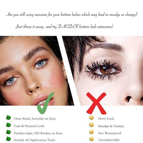 Bottom Lash Clusters Kit Lower Lash Extension Natural & Cute With Eyelash Glue and Tweezers for Self Application 6mm 90PCS DIY Lash Clusters Kit by DAODER(Lower Eyelash Extension Kit)