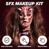 Halloween SFX Makeup Kit, Halloween Special Effects Wound Modeling, Skin Wax with Spatula, Fake Blood, Coagulated Blood Gel, Spirit Gum, Extension Oil, Stipple Sponge, Halloween Cosplay Zombie Makeup