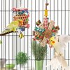 Hypeety Bird Foraging Toys Natural Seagrass Woven Basket Parrot Foraging Chewing Toys with Bell Parakeet Hanging Toys for Cockatiel Sun Parakeet Budgie Lovebirds (2pcs Bite Cake + Woven Basket)