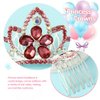 Yean Princess Crown Comb Mini Crystal Tiara Comb Rhinestone Silver Tiara Flower Hair Comb for Birthday Party and Girls (Red)