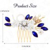 Jakawin Flower Bride Wedding Hair Comb Blue Crystal Bridal Hair Piece Bridal Hair Accessories for Women HC149 (Gold)