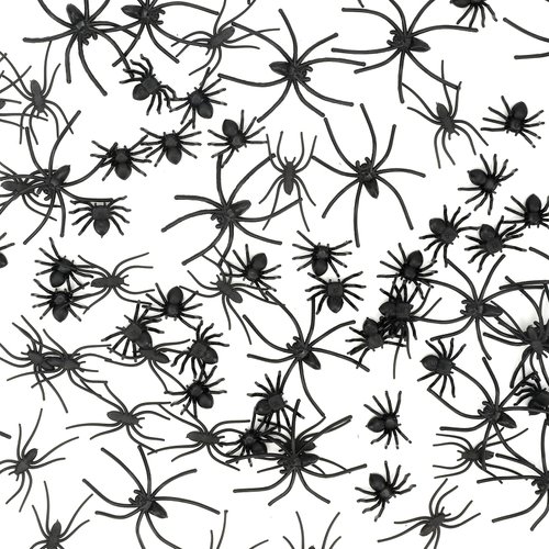 Plastic Spiders Halloween, 100 PCS Black Fake Spiders Halloween Decorations, Mini Spiders Halloween Decor Small Plastic Spiders Bulk Realistic Spider Tiny Spiders Halloween Fun bugs and Spiders Toys