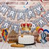 25 Pieces Medieval Birthday Banner Medieval Castle Party Supplies Knight Birthday Decorations Medieval Whirls Hanging Decorations Stone Wall Shield Armour Shield for Medieval Birthday Party Supplies
