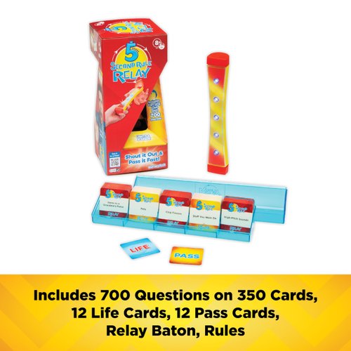 5 Second Rule Relay - Family Party Game - Electronic Relay Baton - Shout It Out & Pass It Fast! - for 2 or More Players, for Kids Ages 8 and Up