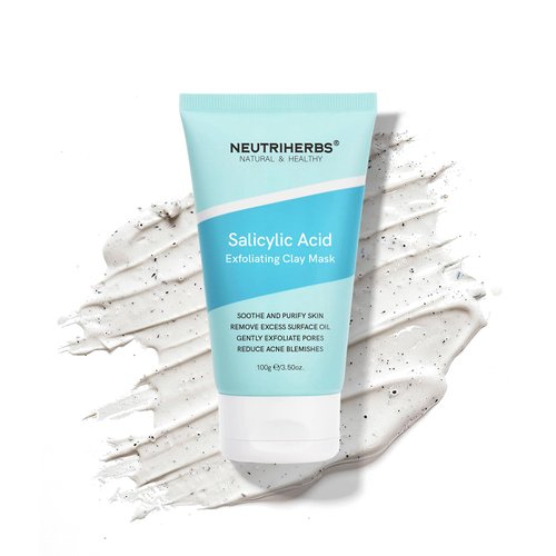 Neutriherbs Salicylic Acid Clay Mask, Hyaluronic Acid Clay Mud Mask, Purify Skin, Remove Dead Skin And Unclogged Pores, Face Mask For Oily & Acne Prone Skin - 3.5 Oz