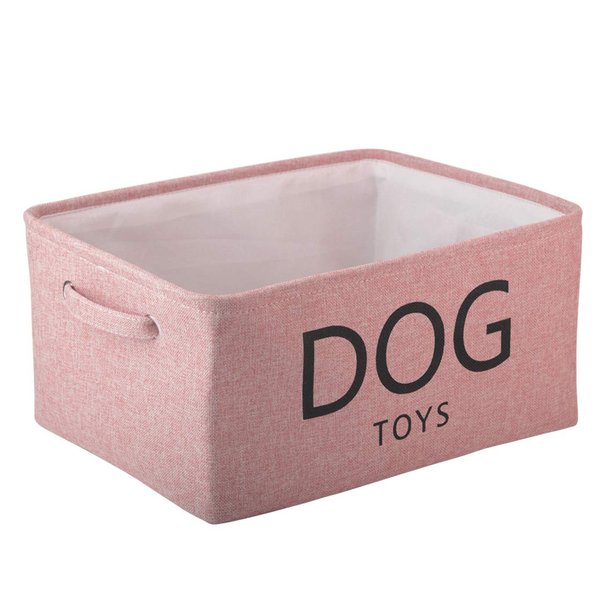 Pethiy Canvas cat Toy Basket-Basket with Handles for Clothes Storage for cat Toy bin pet Toy Storage cat Toy bin Pet Toy and Accessory Storage Bin-Pink