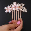 Chargances Pearl Bride Wedding Hair Comb Vintage Flower Rhinestone Hair Side Comb Bridal 1920s Headpiece Glitter Crystal Handmade Accessories for Women and Girls (Style 2)