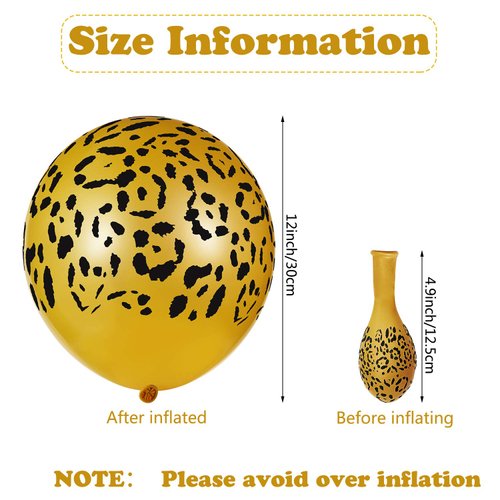 36 Pcs Cheetah Balloons Leopard Print Balloons Gold Leopard Spots Latex Balloons Jungle Animal Balloons Decorations for Cheetah Birthday Party Supplies