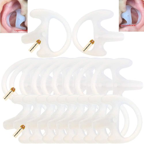 Lsgoodcare 20Pcs Replacement Earmold Earbud (Left and Right Ear) for Two Way Radio Acoustic Coil Tube Earpiece, Walkie Talkie Earmould Ear Buds White Medium Soft Silicone Ear Pieces