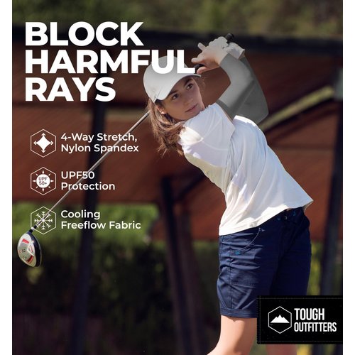 Tough Outdoors Sun Protection Sleeves - UV Arm Sleeves for Men and Women - Golf Cooling Arm Sleeves - Baseball Sun Sleeves