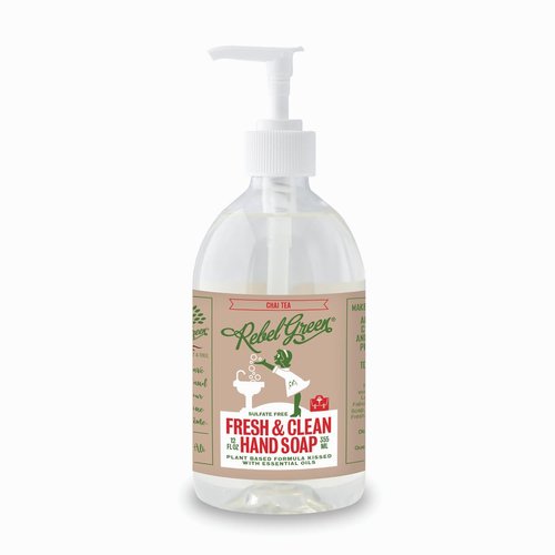 Rebel Green Fresh & Clean Hand Soap - Moisturizing Natural Bathroom & Kitchen Liquid Soap - Gentle Household Hand Wash - Chai Tea, 12 Fl Oz (Pack of 2)
