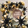 6 Pcs Silver Star Foil Balloons One-Piece 14-Pointed Star Balloons 4D Starburst Cone Mylar Balloons 22inch Christmas Birthday Wedding Wedding Anniversary Party Supplies (22&27 Inches Black)