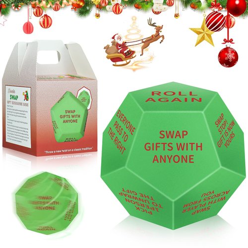 Santa Swap Gift Exchange Dice, 3 * 3in Exchange Gifts Dice Family Game, Christmas Party Gift Exchange Dice Game for Boys and Girls