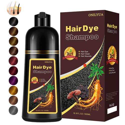 Instant Dark Wine Red Hair Dye Shampoo for Gray Hair 3 in 1, Natural Hair Color Shampoo for Women Men Colors in 10-15 mins, 100% Coverage for Salon Home Use Hair Dye 16.9 Fl Oz (Dark Wine red)