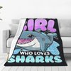 Just A Girl Who Loves Sharks Blanket Cute Shark Decor Throw Blanket Gifts for Girls Boys Shark Lover Super Warm Soft Plush Lightweight Fleece Flannel Bedding Blanket for Kids Adult Men Women 50"X40"