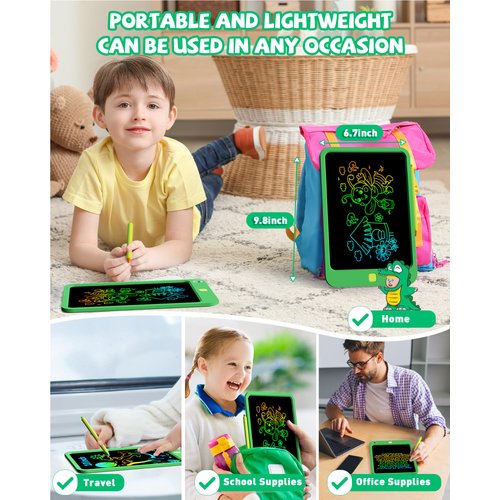 KOKODI LCD Writing Tablet for Kids, 10 Inch Colorful Drawing Tablet, Educational Learning Kids Toys for Age 3-12 Years Old, Toddler Doodle Board,Green