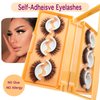DAODER Self Adhesive Eyelashes Demi Wispies Lashes Natural Look NO Glue Need False Eyelashes 3Pairs Soft Fluffy Reusable with 40 Extra Glue Strips 16mm(Demi Wispies GX03)