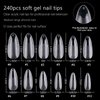 AddFavor 240pcs Almond Nail Tips Soft Gel x Nail Tips Medium Almond Fake Nails Full Cover Clear Acrylic Gel Nail Tips for Extension Nail Manicure Salon Home DIY