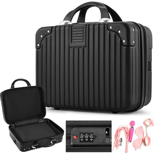 Amylove Adult Game Toy Storage Organizer Case for Women and Men Lock Box Toy Organizer Travel Bag Game Toys Storage Bags Locking Storage Box Travel Bag for Toys, 12.6 x 9.8 x 6.7 Inch (Black)
