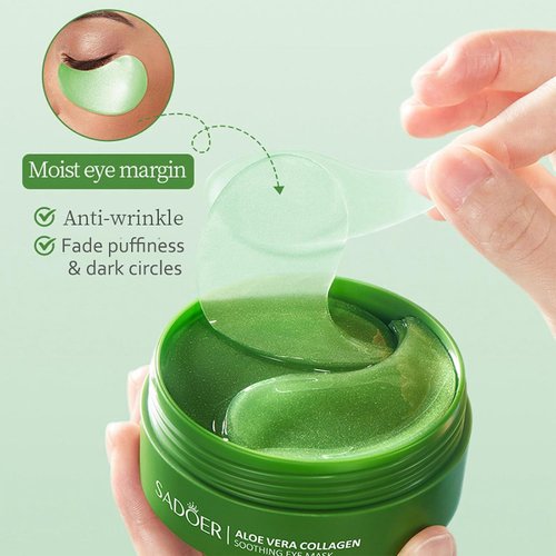 Aloe Vera Eye Masks - 60 PCS Under Eye Patches for Puffy Eyes and Dark Circles Treatments - Hydrating Eye Mask Skincare, Eye Gel Pads for Eye, Reduce Wrinkles and Fine Lines, Improve and Firm Eye Skin