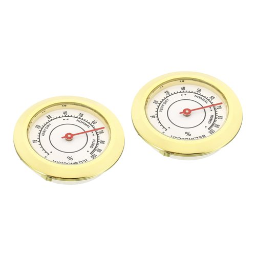 PATIKIL 1.5Inch Round Indoor Outdoor Hygrometer, 2 Pack Mini Humidity Monitor Gauge No Battery Required for Greenhouse Office Room, Gold