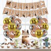 Horse Birthday Party Decorations Western Cowgirl Cowboy Party Supplies Kit with Horse Theme Happy Birthday Banner Balloon Cake Topper Cupcake Topper