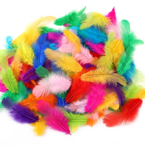 Soarer Colorful Craft Rooster Feathers - 300pcs 3-5inch Colored Feathers Bulk for Kindergarten DIY Crafts,Wedding Home Party Decorations,Dream Catcher Supplies(Rooster Colorful)