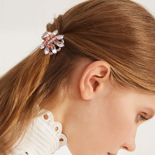 3PCS Crystal Rhinestone Rose Gold Tone Small Metal Hair Claw Clip for Women Girls
