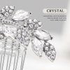 Foyte Crystal Bride Wedding Hair Comb Leaf Bridal Headpieces Rhinestone Hair Pieces Bridesmaid Side Combs Hair Accessories for Women (silver leaf)