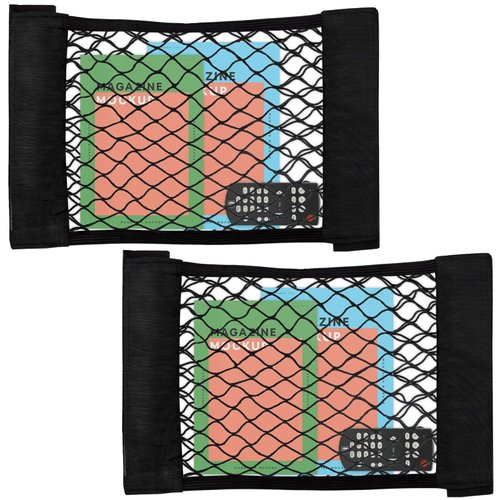 NVAAV Universal Mesh Cargo Net (2PCS) - 25x45cm / 9.8x17.7in, Elastic RV Storage Net with Tape Stickers, Car Trunk Organizer and Wall Sticker Pouch Bag