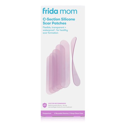 Frida Mom C-Section Silicone Scar Patches Reusable Medical Grade Treatment Great for Keloid Scars 6 8" Long with Case and Pouch Included