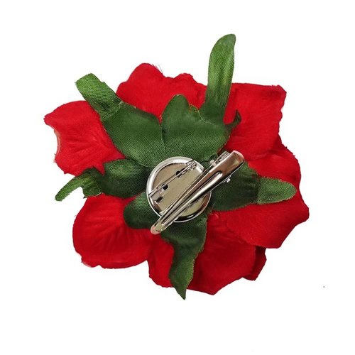 opdypcs 4 Pieces Rose Flower Hair Clips Fabric Hairpin Rose Brooch Pins Flower Floral Clips Mexican Hair Flowers Headpieces for Women Girl Bridal Halloween Mother's Day (Red + Dark Red)