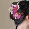 4Pcs Phalaenopsis Butterfly Orchid Hair Accessories - Pink Hawaiian Moth Flower Clips, French Floral Hair Barrettes for Women, Summer Claw Clips