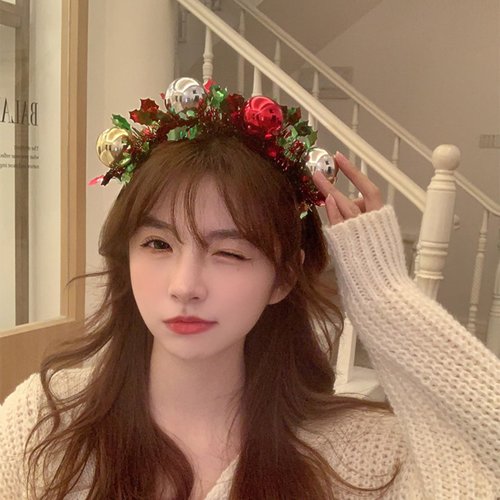 FRUZJAY Christmas Headband Colorful Balls Christmas Headbands Ribbon Hair Bands Xmas Hair Accessories Holiday Winter Hair Headpiece Red Green Sequin Hairbands for Women Christmas Costume Party Favors