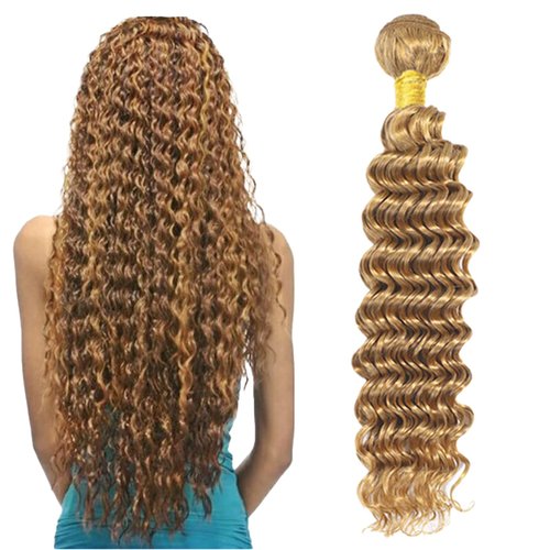 Honey Blonde Bundles Deep Wave Human Hair 16inch 1 Bundle Blonde Deep Wave Bundles Human Hair Bundlles 613 Bundles Blonde Bundles Brazilian Unprocessed Virgin Hair Wet and Wavy Human Hair Extensions