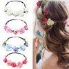 AUOCATTAIL Flower Girl Headpiece, Flower Crown for Women Girls Hair Wreath Floral Garlands Headbands Boho Bride Bridesmaid Fairy Headpiece Wedding Party Accessories (Pack of 4)
