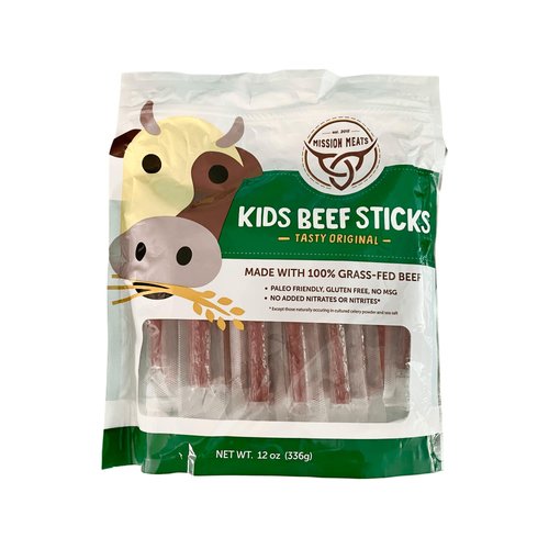 Mission Meats Kids Mini Beef Sticks – 100% Grass Fed Beef Sticks, Toddler Snacks, Healthy Snacks for Kids, Kids Meat Sticks, Paleo, Nut Free, Gluten Free Snacks, Non-GMO, 0.5oz (Original, Pack of 24)