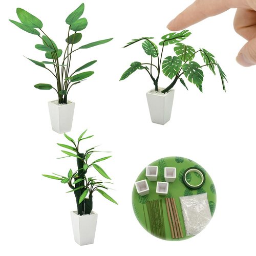 iLAND Dollhouse Accessories of Miniature Plants, Mini Dollhouse Plants DIY Kits 1/12 Scale Accessories DIY Projects