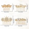 Dizila 8 Pieces Gold Metal Vintage Pearl Rhinestone Butterfly Flower Leaf Sun Moon Prom Bridal Wedding Hair Side Combs French Twist Hair Pins Grips Headpieces for Women Girls