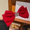 2 Pcs Christmas Hair Bows Velvet Hair Bow Clips with Snowflake Rhinestones Red Black Hair Bow Hair Barrettes Hair Accessories for Women Christmas Party Favors