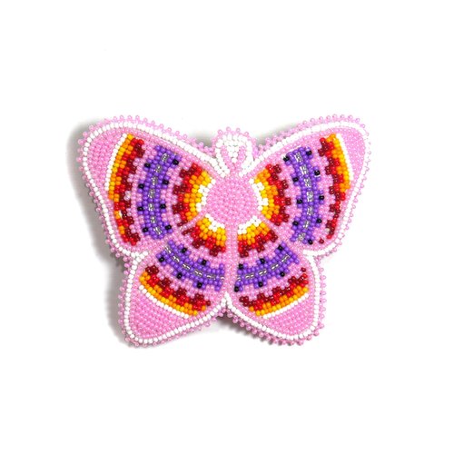 Beaded Hair Clips Native American Style Handmade Collection (Butterfly (Baby Pink))