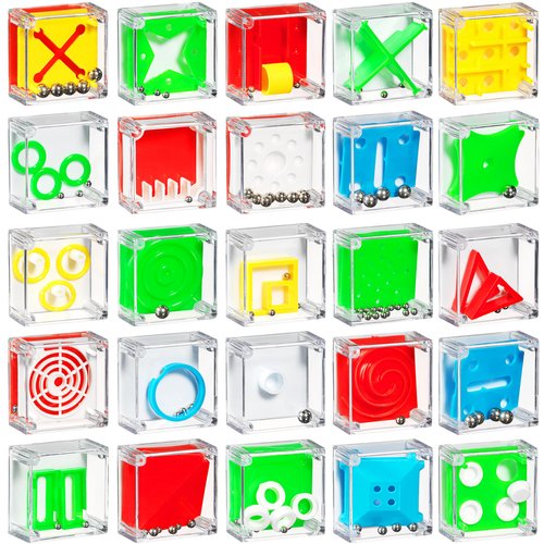 Bedwina Mini Cube Puzzle Box Set, 24 Pack Balance IQ Party Favor Games for Kids, Teens, Adults, 1.5 Inch Mini Games for Kids 3D Brain Teaser Maze Ball Mini Puzzles Toy Stocking Stuffers for Kids Bulk