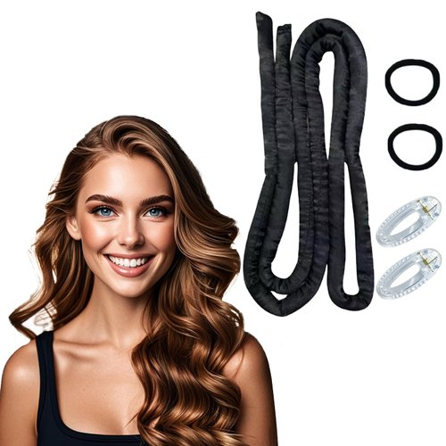 MOODKEY Heatless Curling Rod Headband, 63inch Black Long Heatless Curls Headband, Soft Hair Curlers to Sleep In (Black)