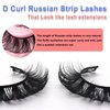 Veleasha Russian Strip Lashes DD Curl False Eyelashes Fluffy Wispy Faux Mink Lashes 10 Pairs Pack (D07)
