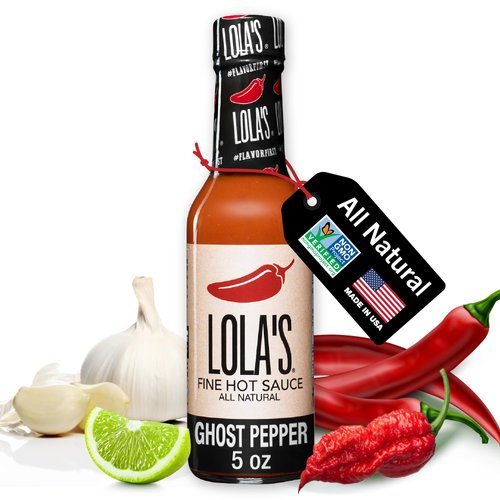 Lola’s Fine Hot Sauce - Ghost Pepper | 5 Fl Oz | All-Natural, Gluten-Free, Keto | Created With Jolokia “Ghost Peppers” | Perfect for Eggs, Nachos, and Brats